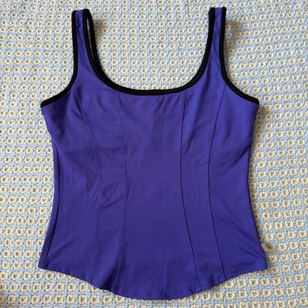 Kinesis Purple Corset Yoga Tank Top Built in Bra Large Vintage Athleisure